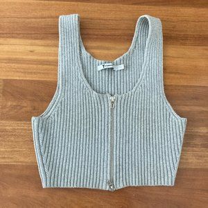 T by Alexander Wang Rib Knit Zip Cropped Tank